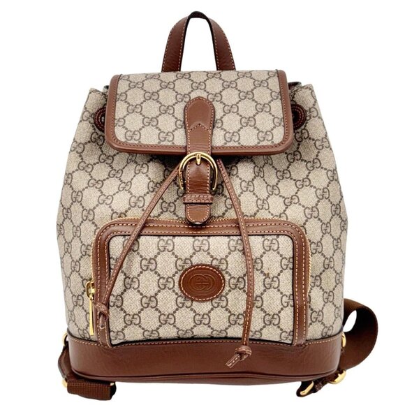 Gucci  Interlocking G Supreme Canvas Backpack Brown 674147 - Picture 1 of 12